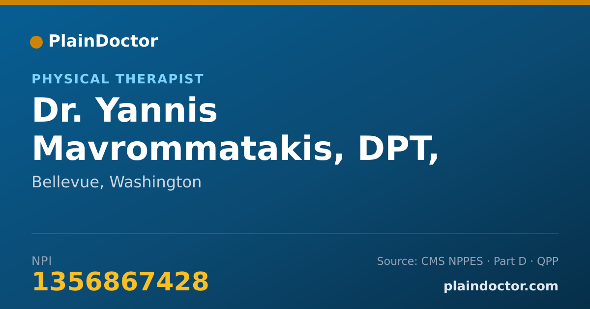 Shareable card for Yannis Mavrommatakis, DPT, PHD - Physical Therapist, Bellevue, WA