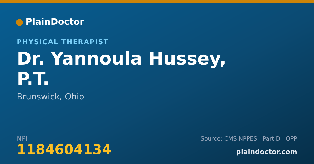 Shareable card for Yannoula Hussey, P.T. - Physical Therapist, Brunswick, OH