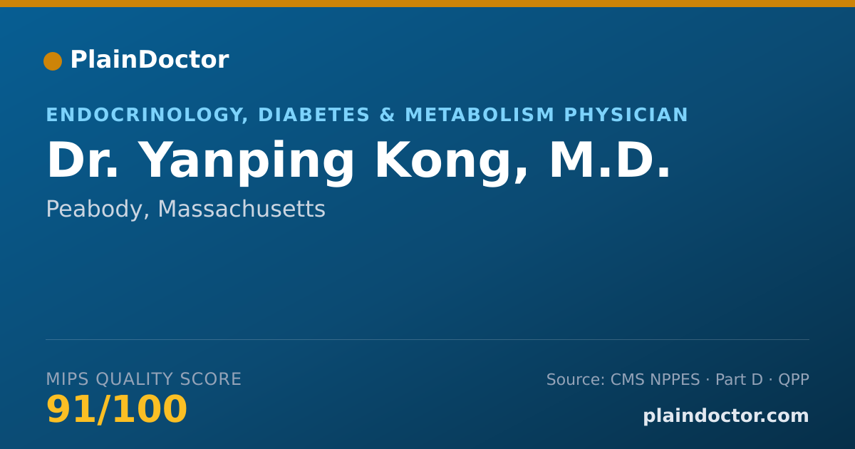 Shareable card for Yanping Kong, M.D. - Endocrinology, Diabetes & Metabolism Physician, Peabody, MA