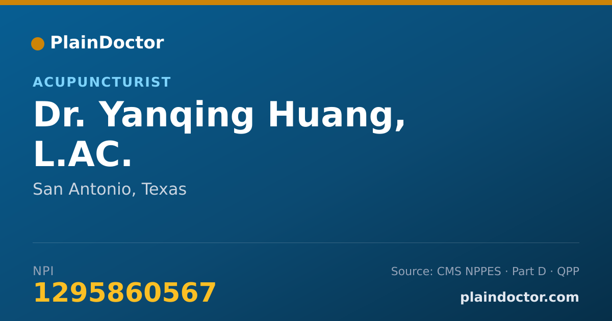 Shareable card for Yanqing Huang, L.AC. - Acupuncturist, San Antonio, TX