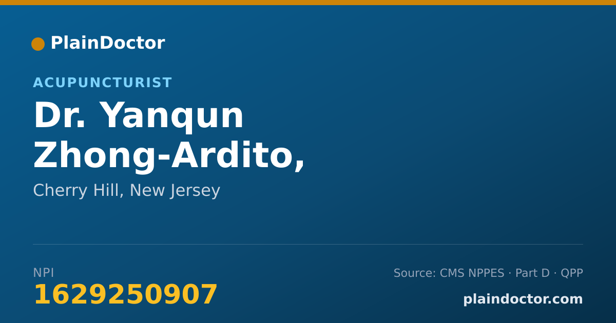 Shareable card for Yanqun Zhong-Ardito, ACUPUNCTURIST - Acupuncturist, Cherry Hill, NJ