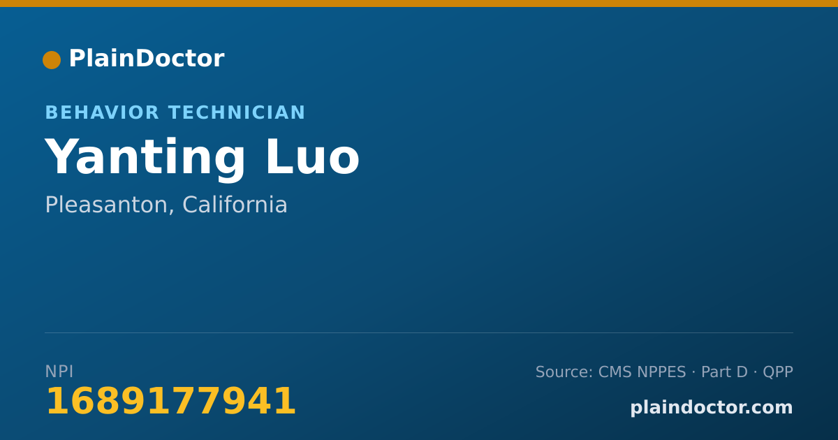 Shareable card for Yanting Luo - Behavior Technician, Pleasanton, CA