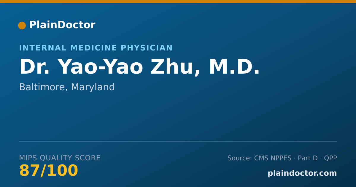 Shareable card for Yao-Yao Zhu, M.D. - Internal Medicine Physician, Baltimore, MD