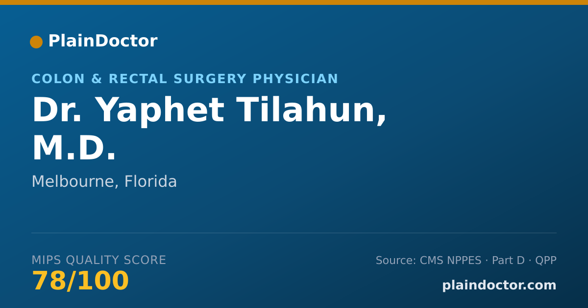 Shareable card for Yaphet Tilahun, M.D. - Colon & Rectal Surgery Physician, Melbourne, FL