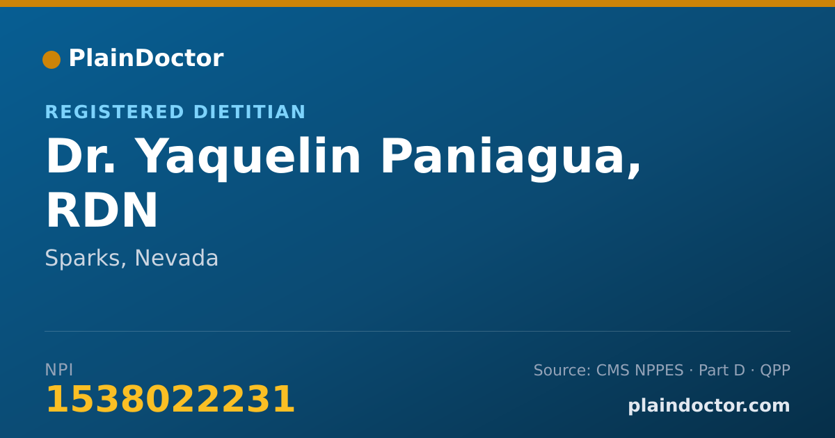 Shareable card for Yaquelin Paniagua, RDN - Registered Dietitian, Sparks, NV