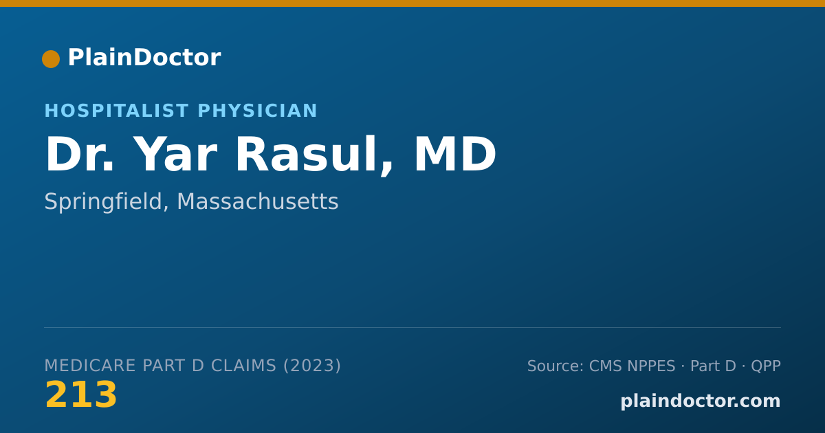 Shareable card for Yar Rasul, MD - Hospitalist Physician, Springfield, MA