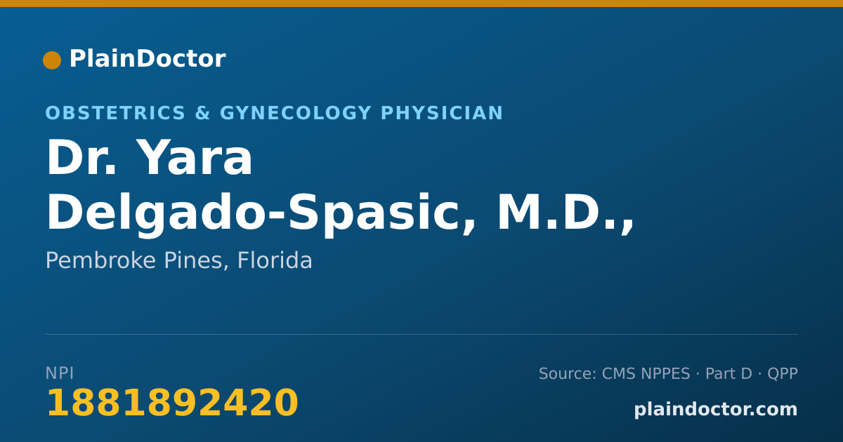 Shareable card for Yara Delgado-Spasic, M.D., - Obstetrics & Gynecology Physician, Pembroke Pines, FL