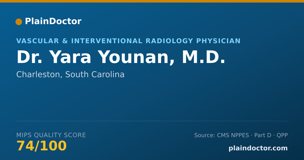Shareable card for Yara Younan, M.D. - Vascular & Interventional Radiology Physician, Charleston, SC