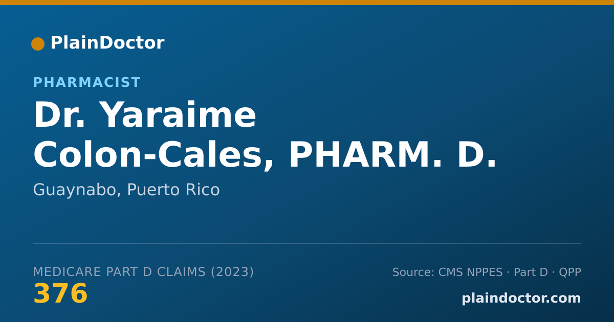 Shareable card for Yaraime Colon-Cales, PHARM. D. - Pharmacist, Guaynabo, PR