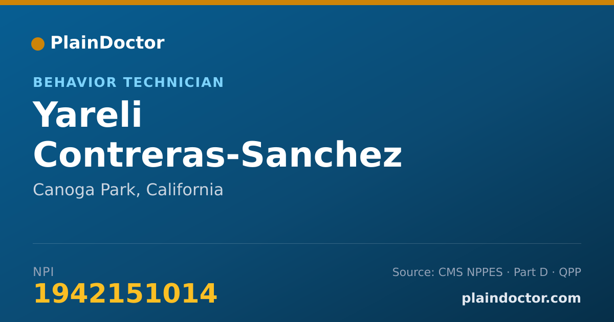 Shareable card for Yareli Contreras-Sanchez - Behavior Technician, Canoga Park, CA