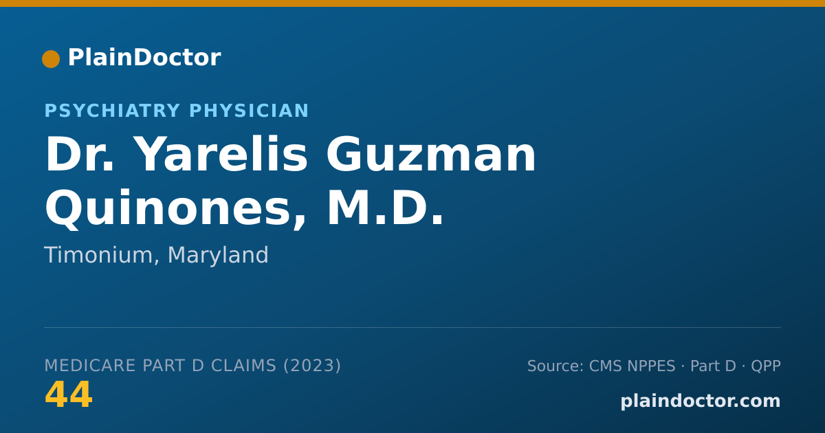 Shareable card for Yarelis Guzman Quinones, M.D. - Psychiatry Physician, Timonium, MD