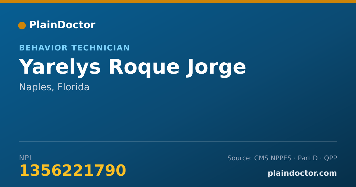 Shareable card for Yarelys Roque Jorge - Behavior Technician, Naples, FL