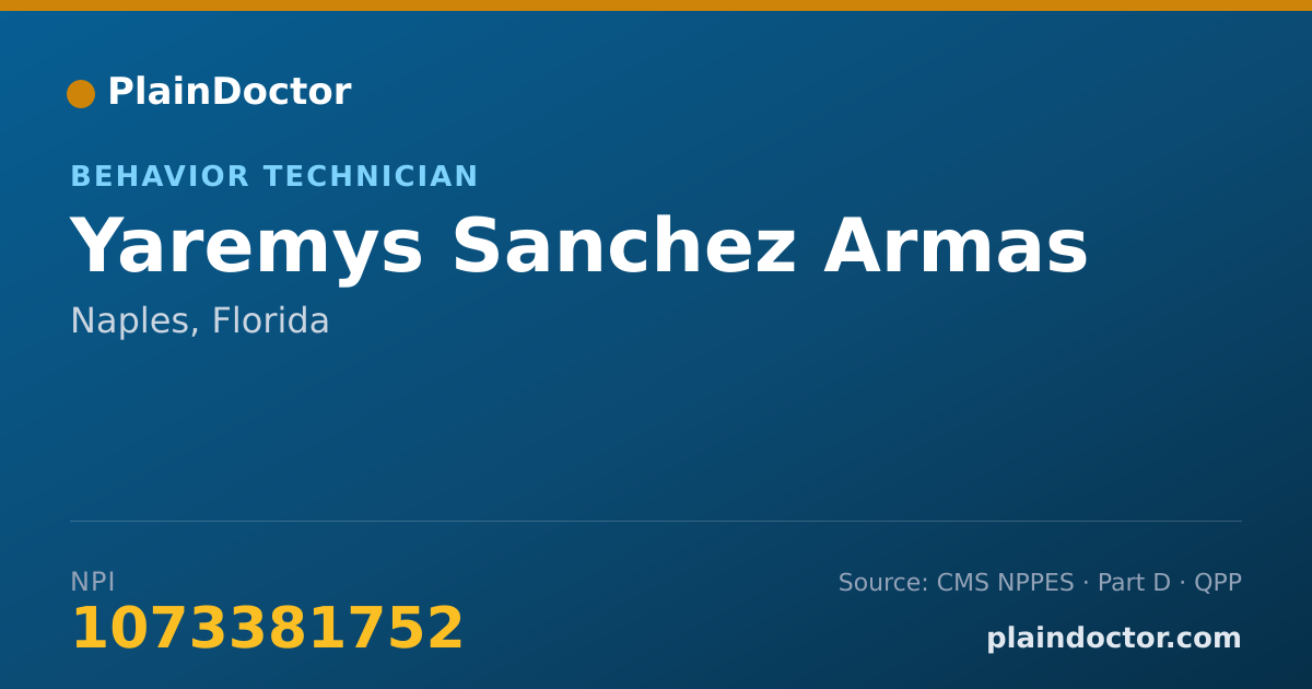 Shareable card for Yaremys Sanchez Armas - Behavior Technician, Naples, FL