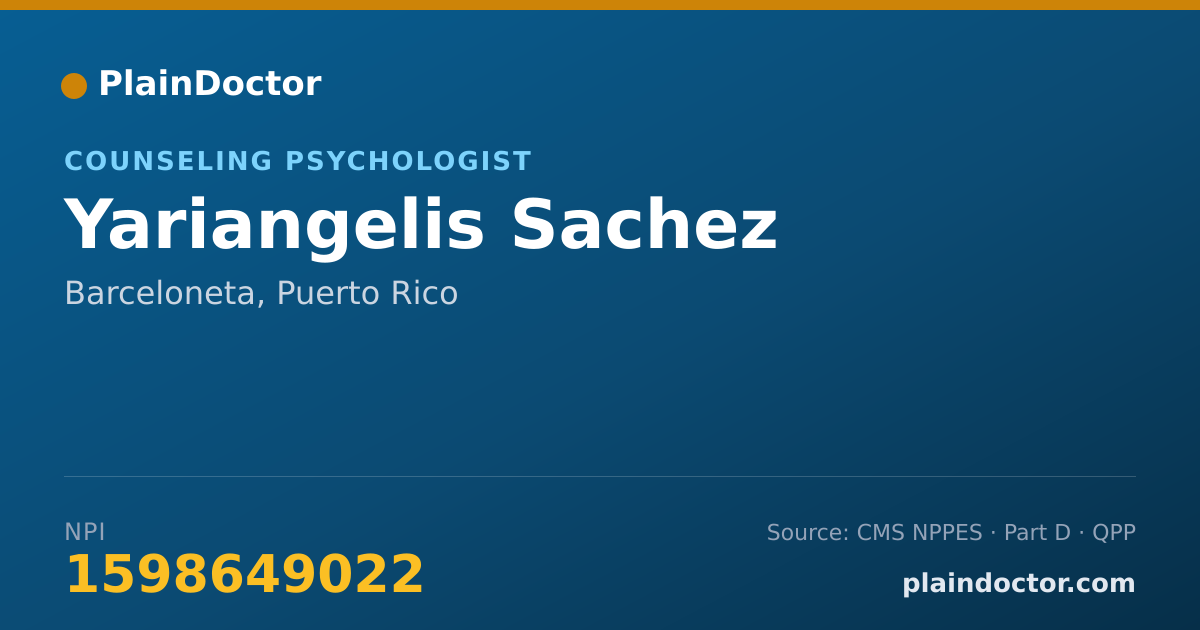 Shareable card for Yariangelis Sachez - Counseling Psychologist, Barceloneta, PR
