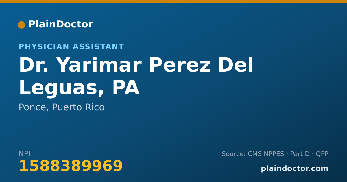 Shareable card for Yarimar Perez Del Leguas, PA - Physician Assistant, Ponce, PR