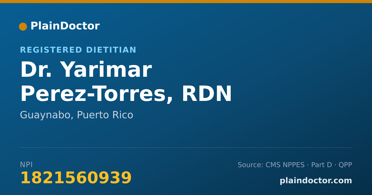 Shareable card for Yarimar Perez-Torres, RDN - Registered Dietitian, Guaynabo, PR