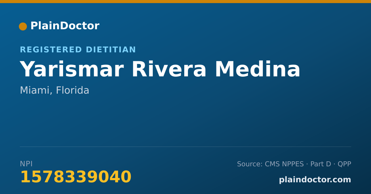 Shareable card for Yarismar Rivera Medina - Registered Dietitian, Miami, FL
