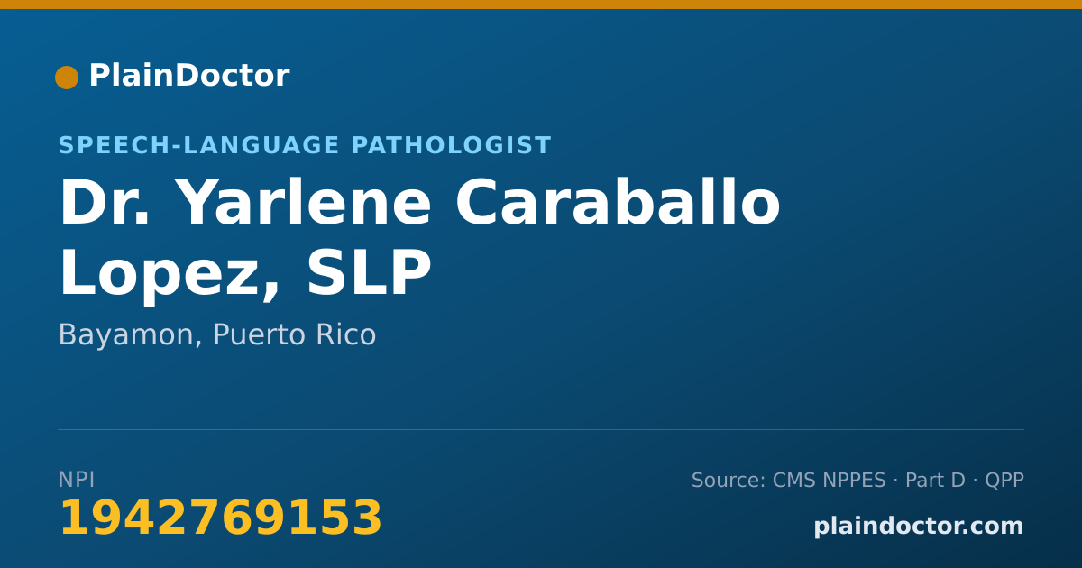 Shareable card for Yarlene Caraballo Lopez, SLP - Speech-Language Pathologist, Bayamon, PR