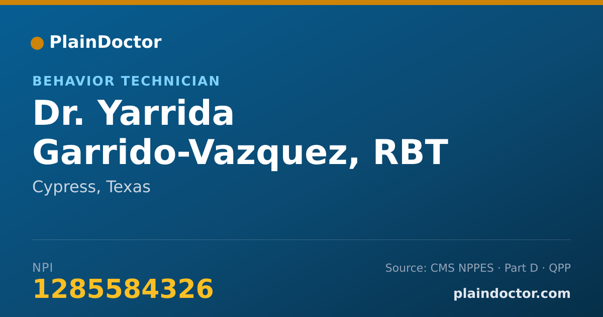 Shareable card for Yarrida Garrido-Vazquez, RBT - Behavior Technician, Cypress, TX