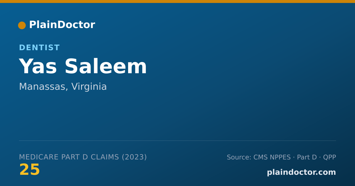 Shareable card for Yas Saleem - Dentist, Manassas, VA