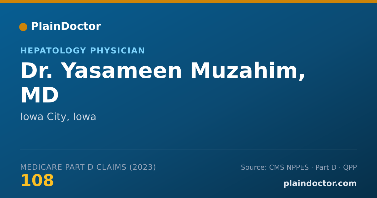 Shareable card for Yasameen Muzahim, MD - Hepatology Physician, Iowa City, IA