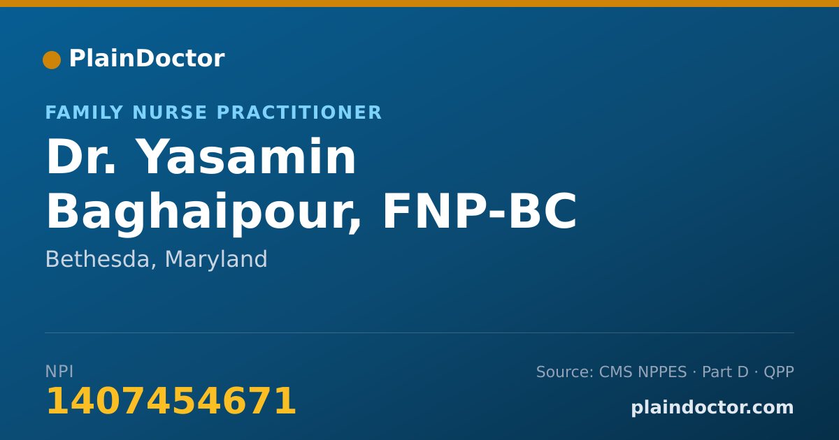 Shareable card for Yasamin Baghaipour, FNP-BC - Family Nurse Practitioner, Bethesda, MD