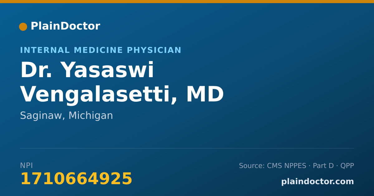 Shareable card for Yasaswi Vengalasetti, MD - Internal Medicine Physician, Saginaw, MI