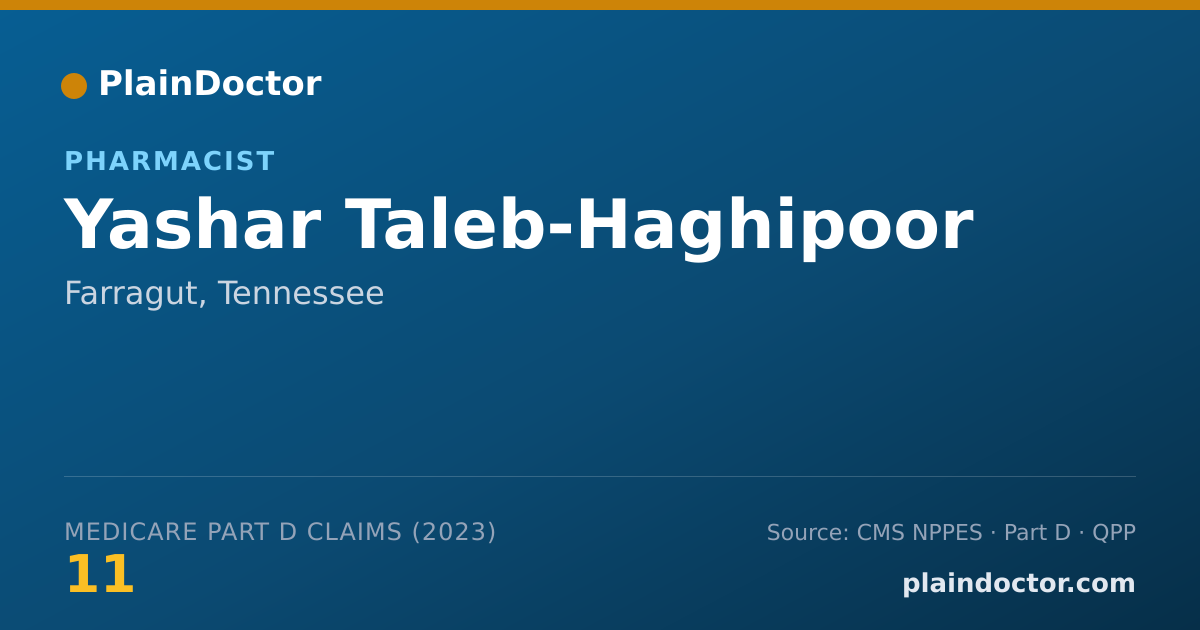 Shareable card for Yashar Taleb-Haghipoor - Pharmacist, Farragut, TN