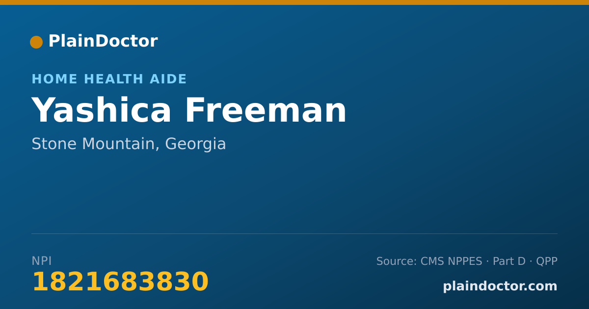 Shareable card for Yashica Freeman - Home Health Aide, Stone Mountain, GA