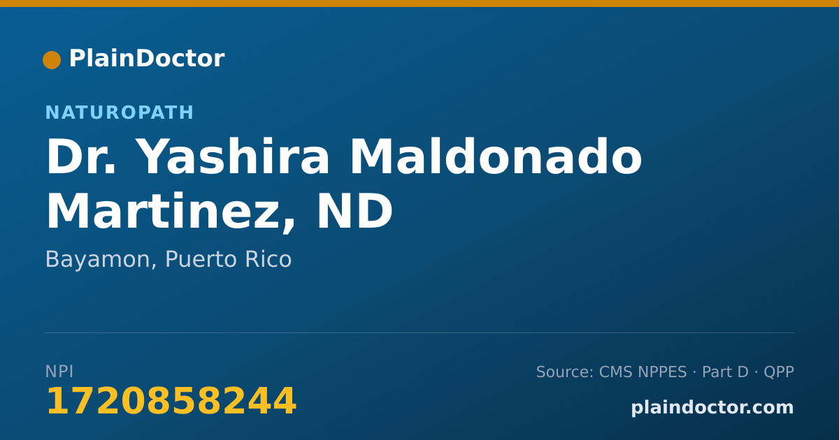 Shareable card for Yashira Maldonado Martinez, ND - Naturopath, Bayamon, PR