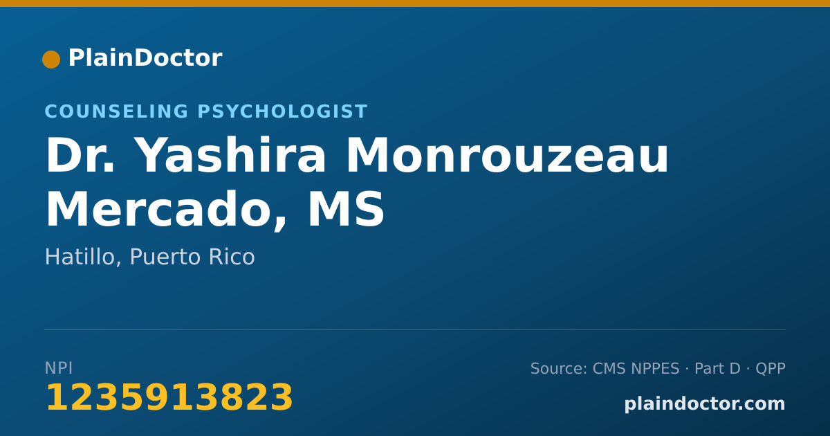 Shareable card for Yashira Monrouzeau Mercado, MS - Counseling Psychologist, Hatillo, PR