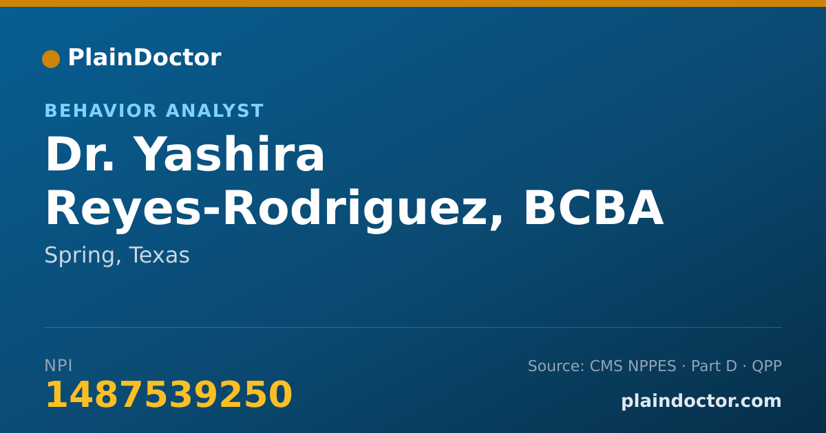 Shareable card for Yashira Reyes-Rodriguez, BCBA - Behavior Analyst, Spring, TX