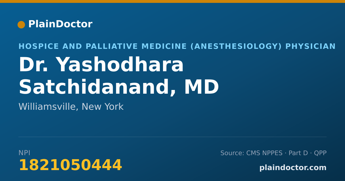 Shareable card for Yashodhara Satchidanand, MD - Hospice and Palliative Medicine (Anesthesiology) Physician, Williamsville, NY