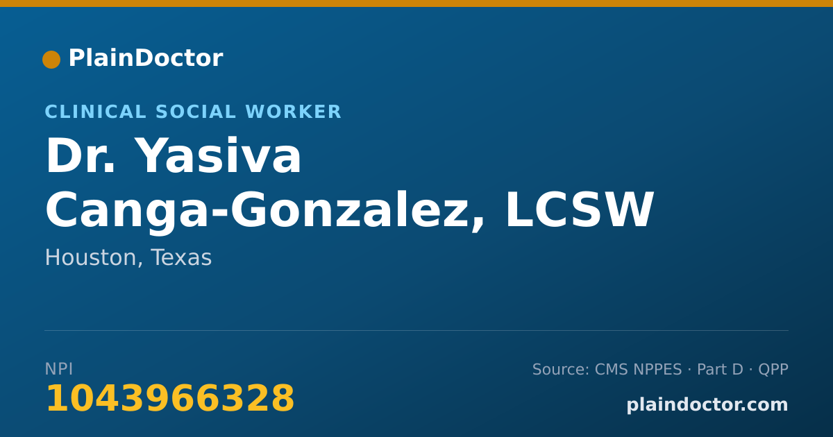 Shareable card for Yasiva Canga-Gonzalez, LCSW - Clinical Social Worker, Houston, TX