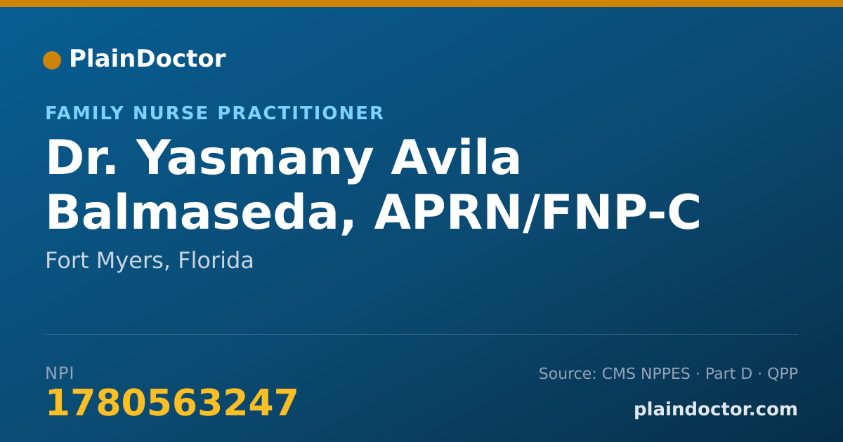 Shareable card for Yasmany Avila Balmaseda, APRN/FNP-C - Family Nurse Practitioner, Fort Myers, FL