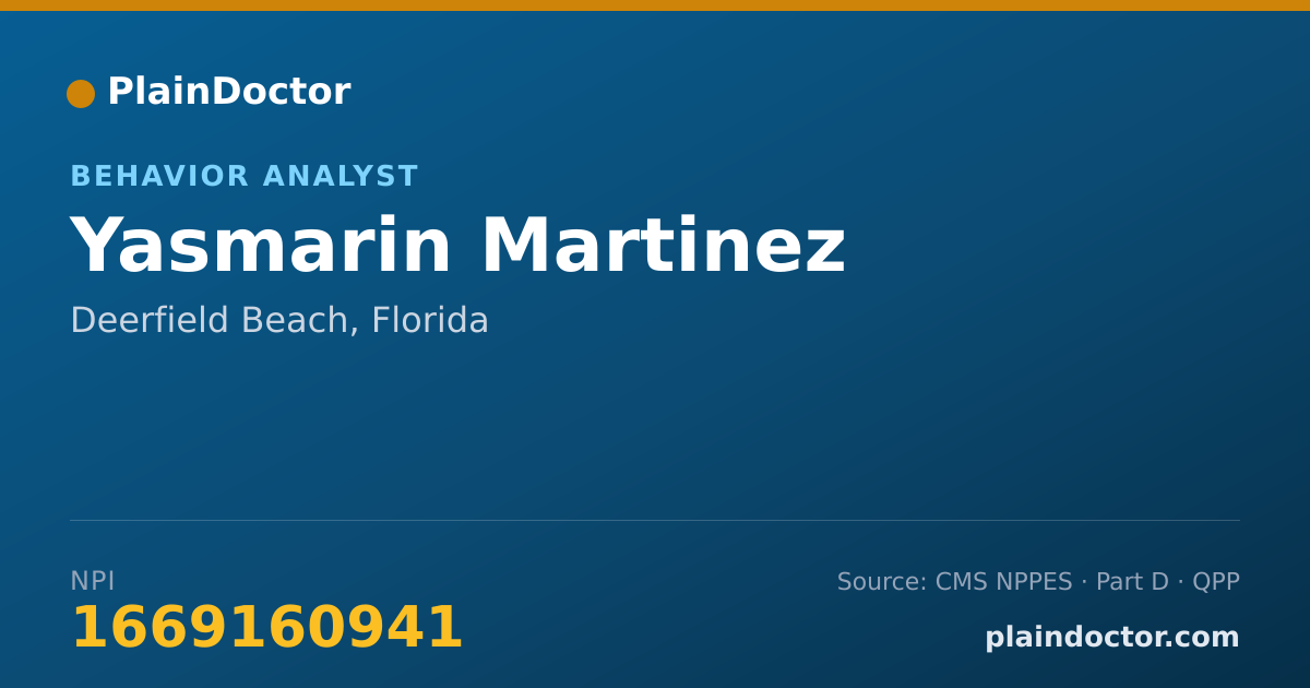 Shareable card for Yasmarin Martinez - Behavior Analyst, Deerfield Beach, FL