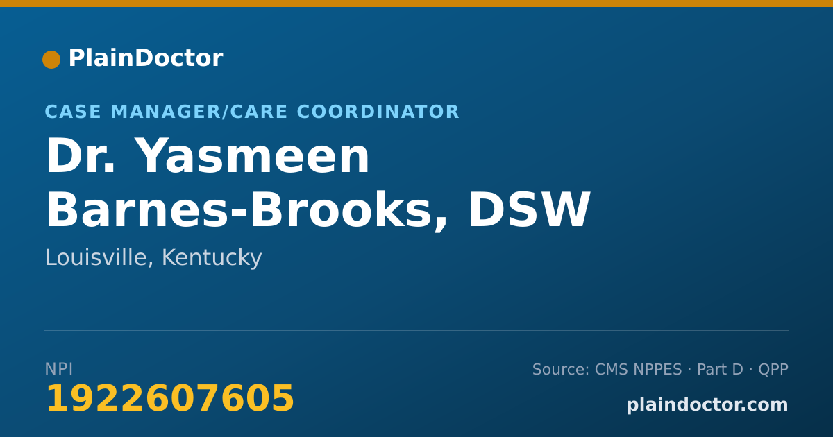 Shareable card for Yasmeen Barnes-Brooks, DSW - Case Manager/Care Coordinator, Louisville, KY
