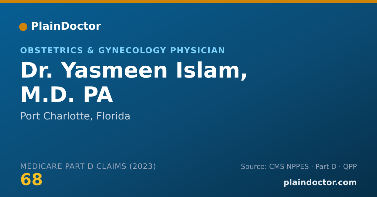 Shareable card for Yasmeen Islam, M.D. PA - Obstetrics & Gynecology Physician, Port Charlotte, FL