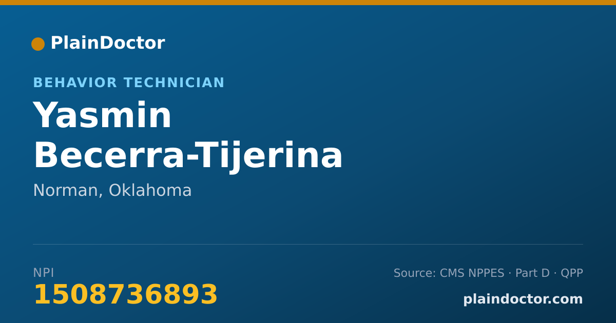 Shareable card for Yasmin Becerra-Tijerina - Behavior Technician, Norman, OK