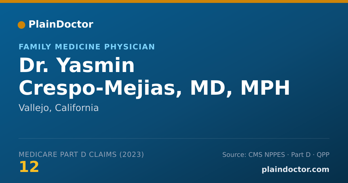 Shareable card for Yasmin Crespo-Mejias, MD, MPH - Family Medicine Physician, Vallejo, CA