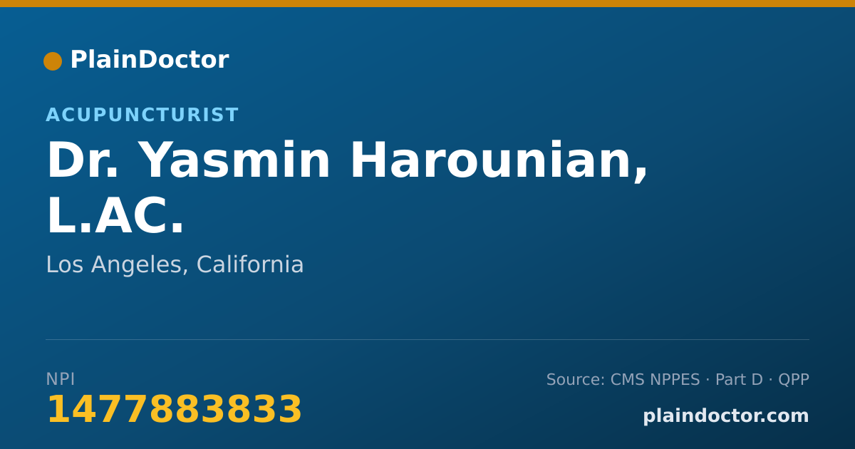 Shareable card for Yasmin Harounian, L.AC. - Acupuncturist, Los Angeles, CA
