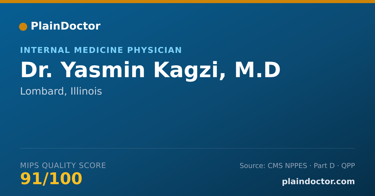 Shareable card for Yasmin Kagzi, M.D - Internal Medicine Physician, Lombard, IL