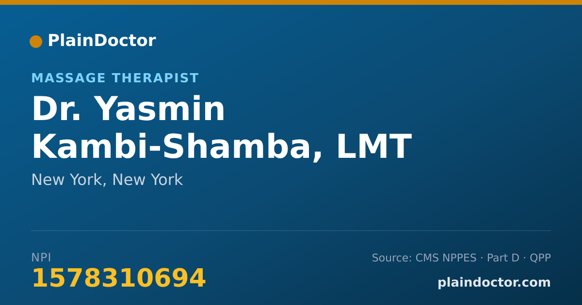 Shareable card for Yasmin Kambi-Shamba, LMT - Massage Therapist, New York, NY