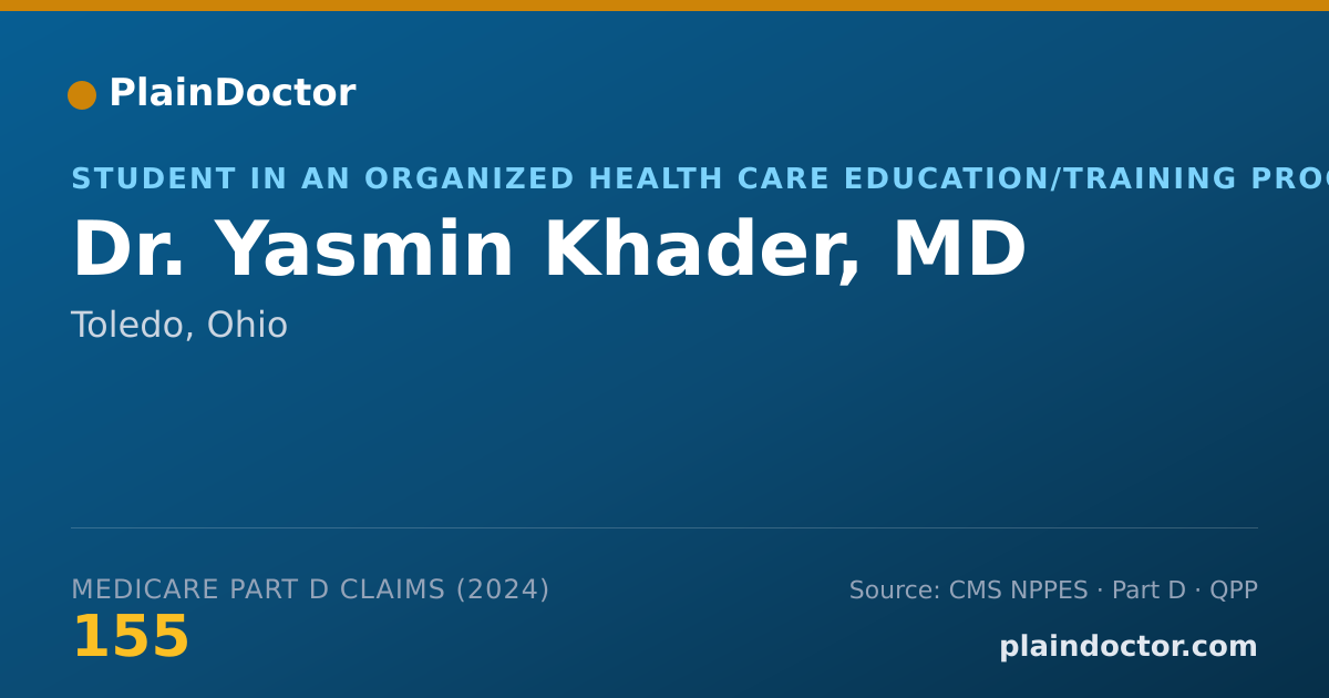 Shareable card for Yasmin Khader, MD - Student in an Organized Health Care Education/Training Program, Toledo, OH