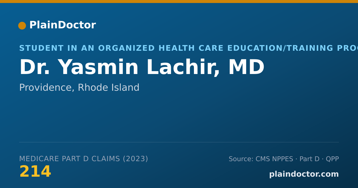 Shareable card for Yasmin Lachir, MD - Student in an Organized Health Care Education/Training Program, Providence, RI