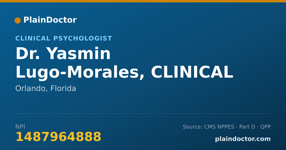 Shareable card for Yasmin Lugo-Morales, CLINICAL PSYCHOLOGIS - Clinical Psychologist, Orlando, FL