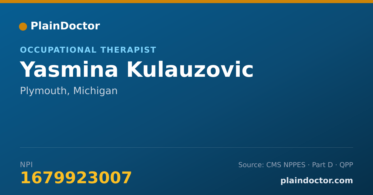 Shareable card for Yasmina Kulauzovic - Occupational Therapist, Plymouth, MI