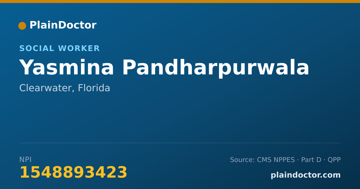 Shareable card for Yasmina Pandharpurwala - Social Worker, Clearwater, FL