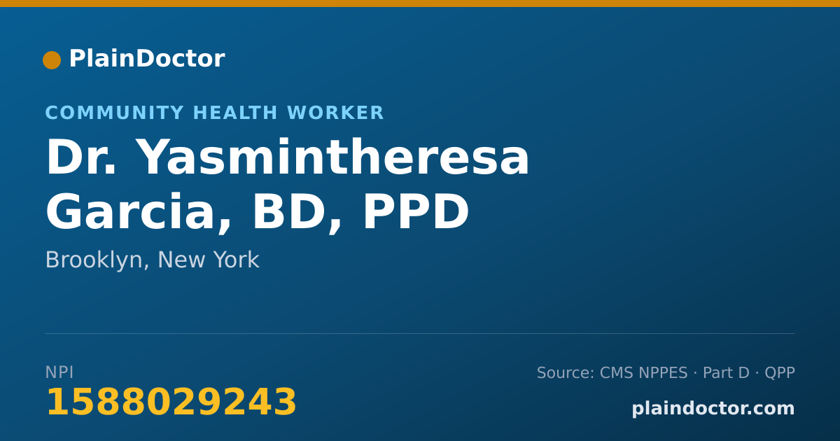 Shareable card for Yasmintheresa Garcia, BD, PPD - Community Health Worker, Brooklyn, NY
