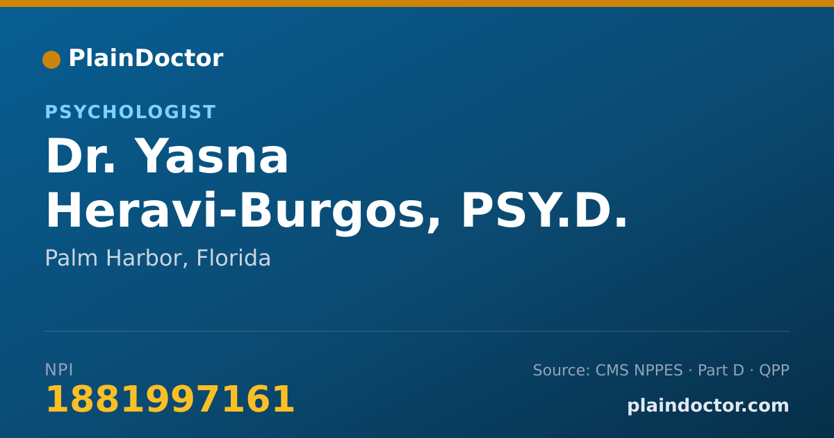 Shareable card for Yasna Heravi-Burgos, PSY.D. - Psychologist, Palm Harbor, FL